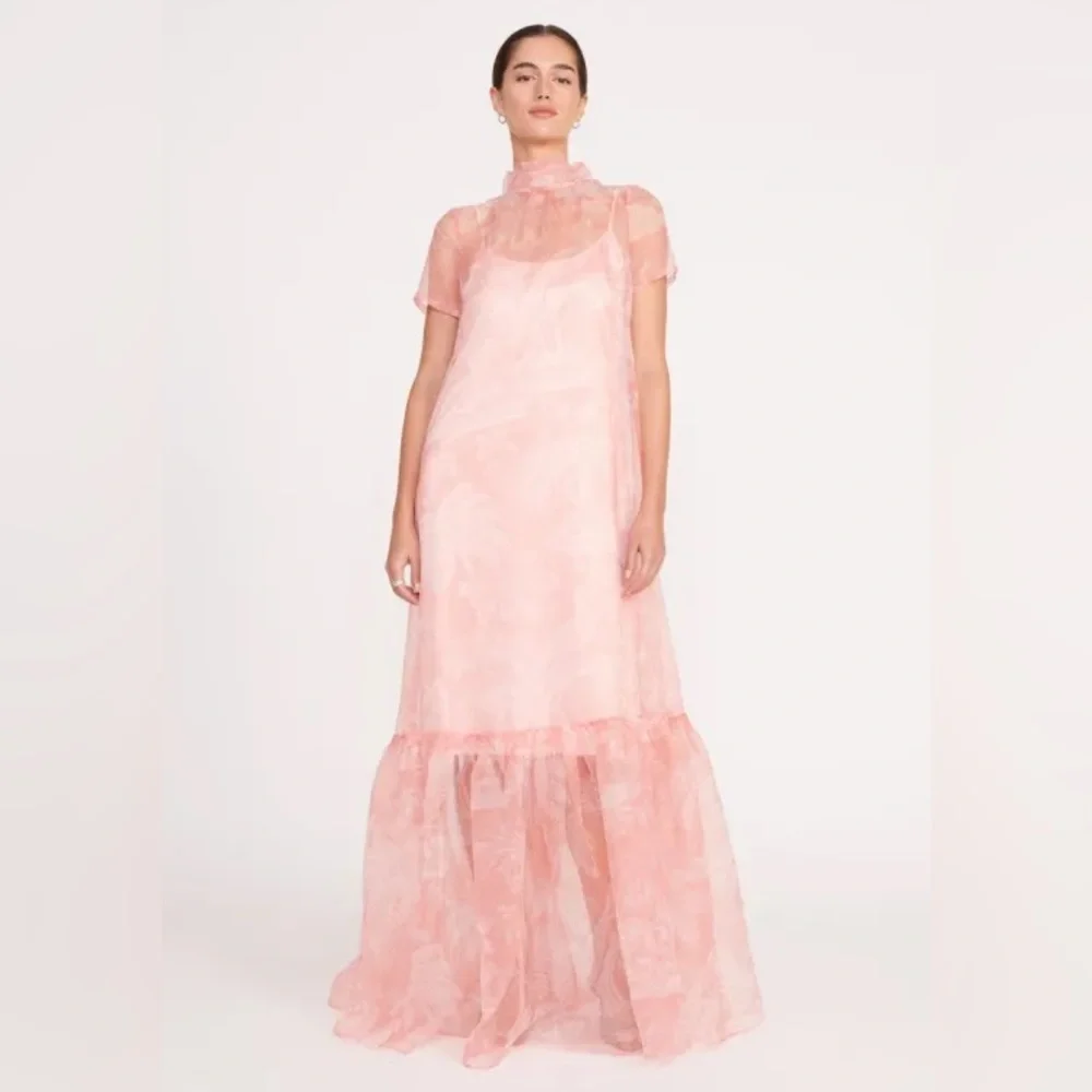 NWT STAUD Calluna Dress Cherry Blossom Ivory Toile Maxi Gown Size Small - Picture 1 of 6